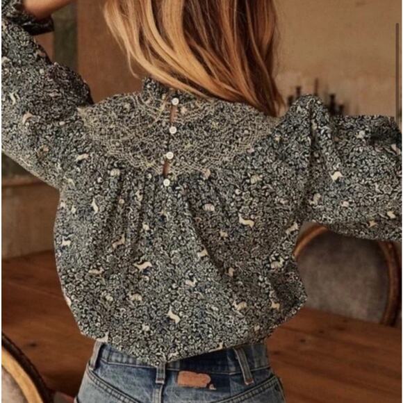 DOEN Amoret Top in Blue Prancing Fawn XS - Picture 2 of 10